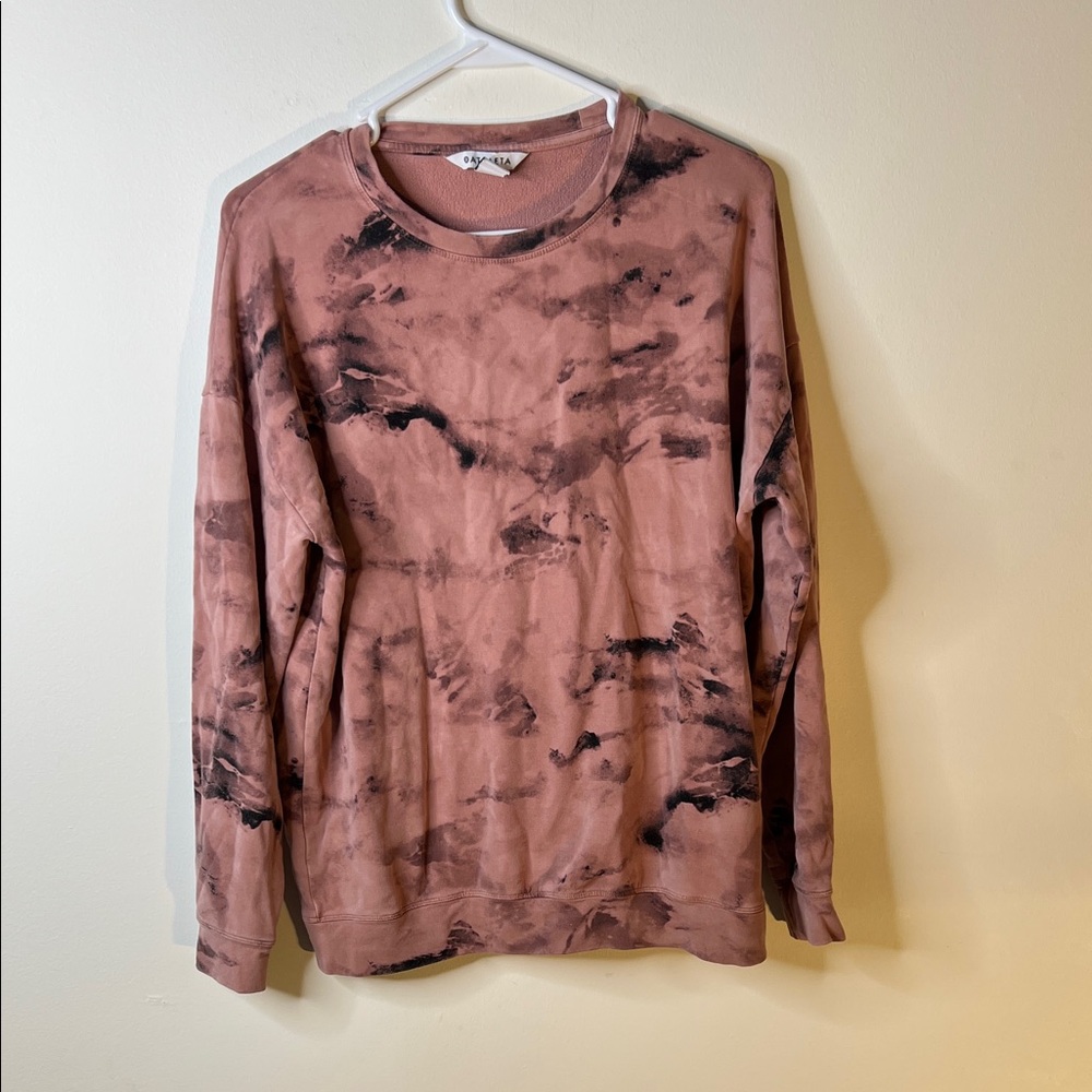 🔴 Athleta Pink and Black Tie-Dye Sweatshirt - Size Small